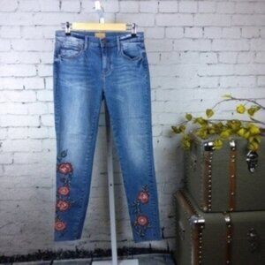 Driftwood Jackie Floral Ankle Skinny Jeans Blue Size 27